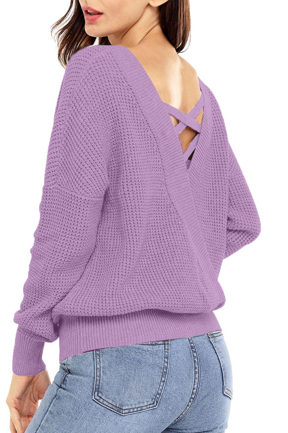 Crisscross Back Boat Neck Sweater