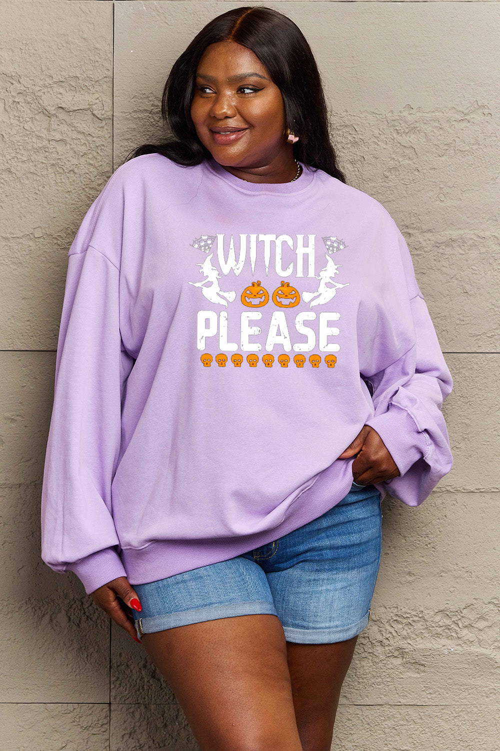 Simply Love Full Size WITCH PLEASE Graphic Sweatshirt