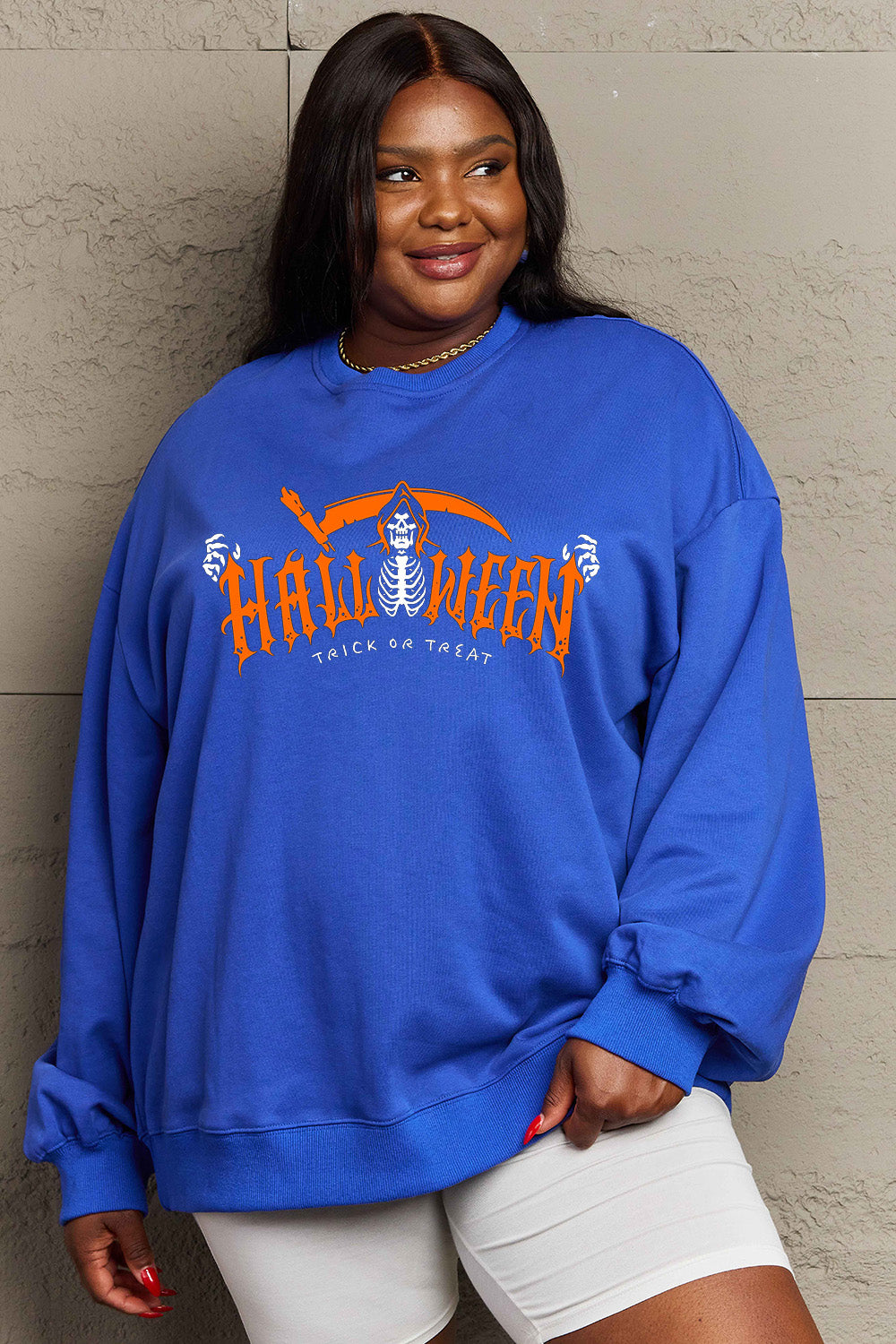 Simply Love Full Size HALLOWEEN TRICK OR TREAT Graphic Sweatshirt