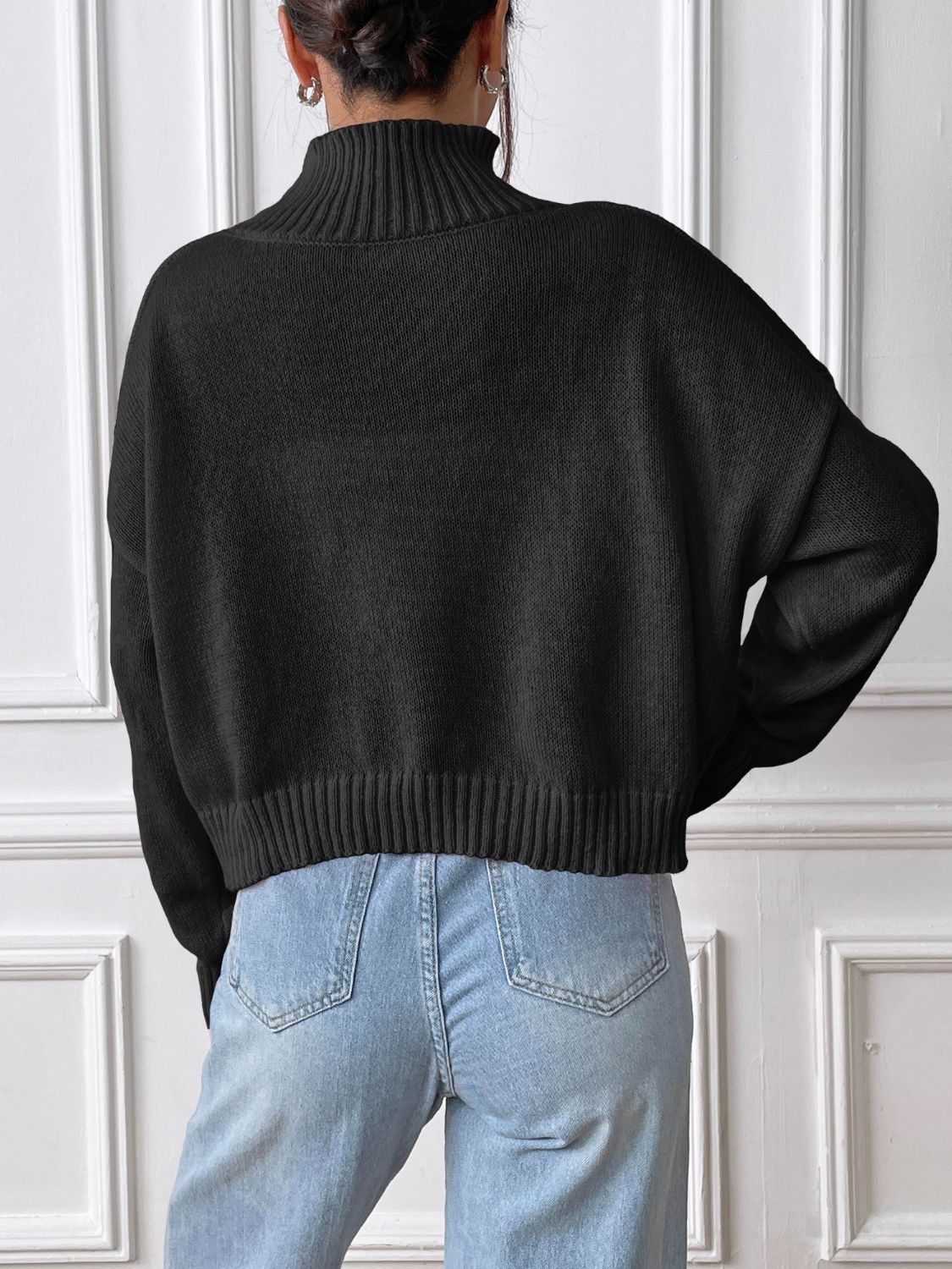 Heart Turtleneck Long Sleeve Sweater