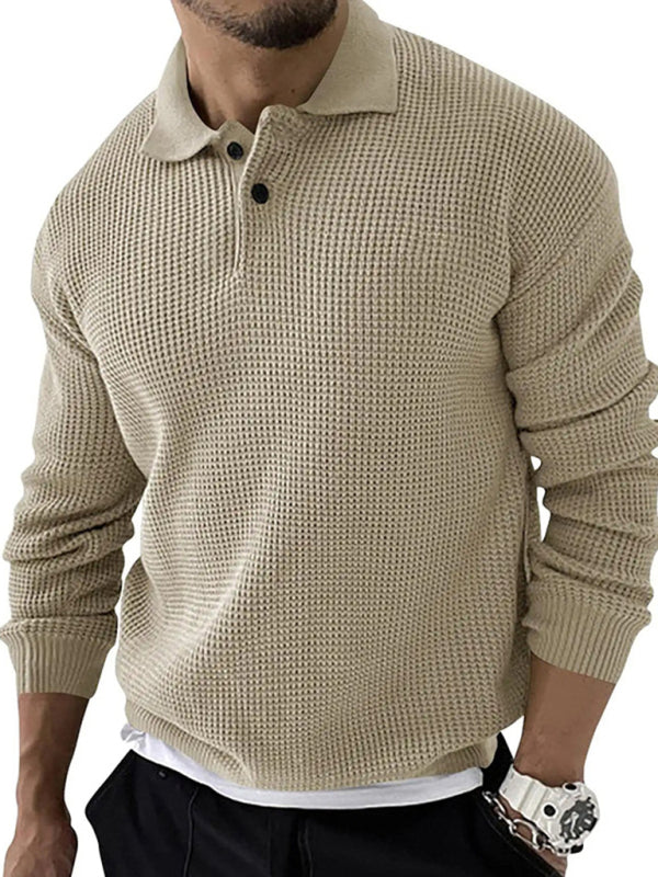 Lapel Sweater Men's Fashion Urban Slim Long Sleeve Knitted Sweater