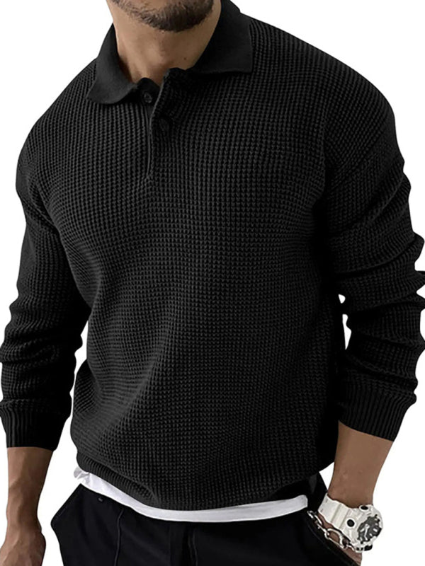 Lapel Sweater Men's Fashion Urban Slim Long Sleeve Knitted Sweater