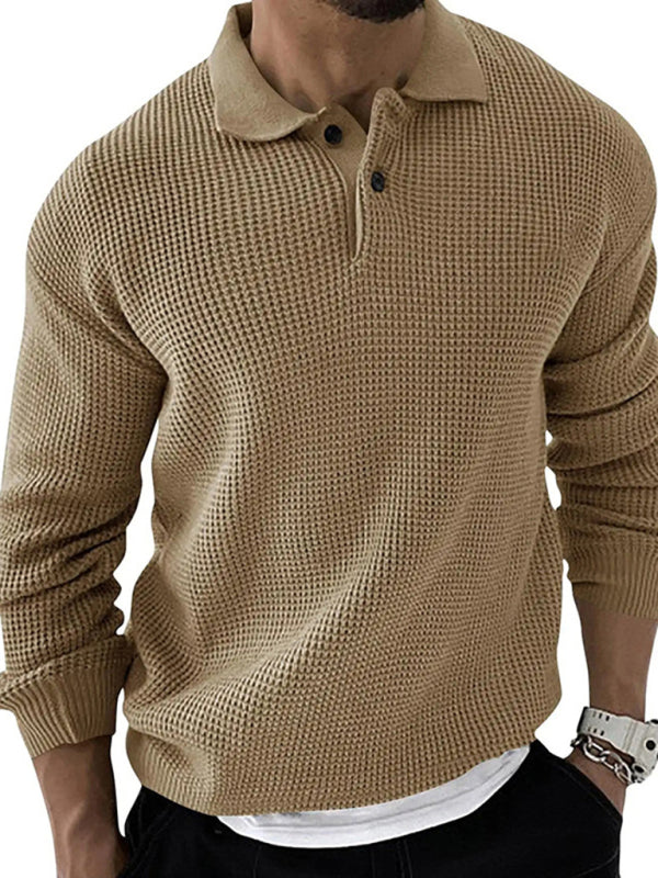 Lapel Sweater Men's Fashion Urban Slim Long Sleeve Knitted Sweater