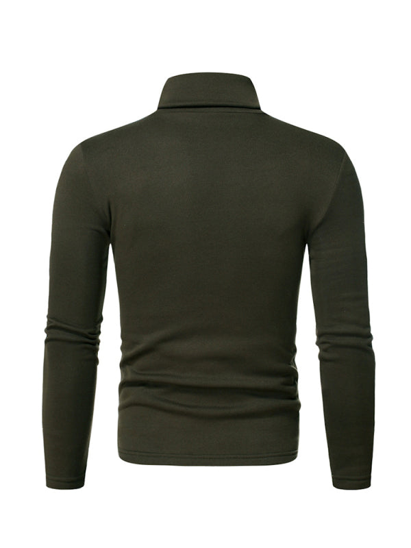 Men's fleece pullover turtleneck knitted top