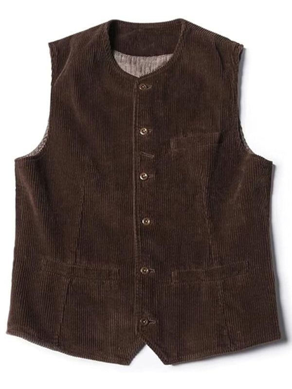 Men's solid color casual vest V-neck slim retro vest