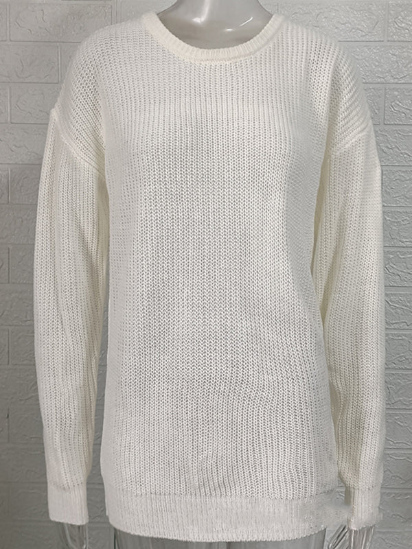 Men's new solid color round neck long sleeve pullover sweater