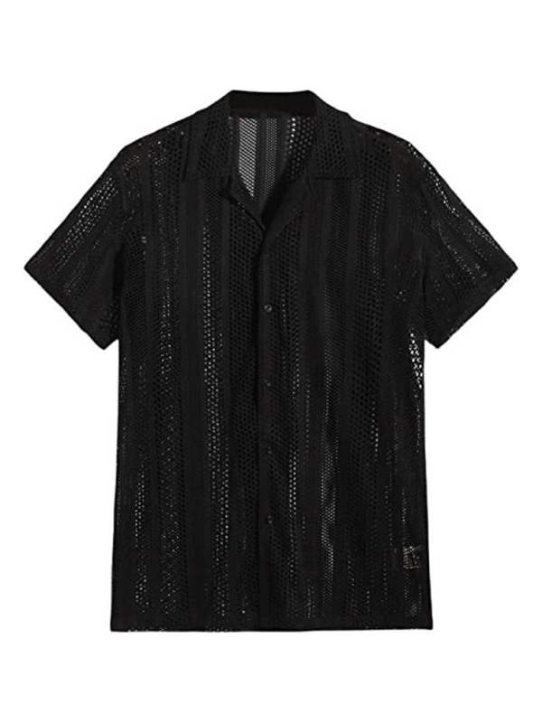 New Street Casual Button Knitted Short Sleeve Shirt