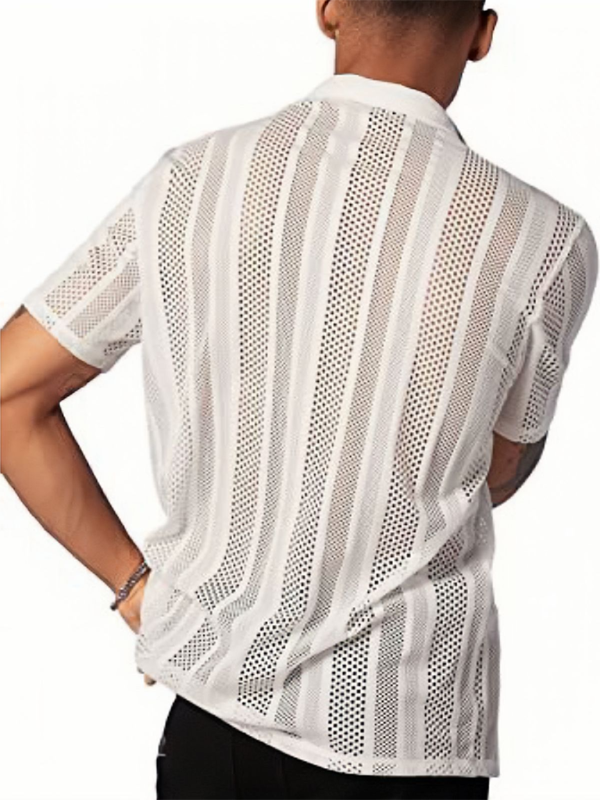 New Street Casual Button Knitted Short Sleeve Shirt