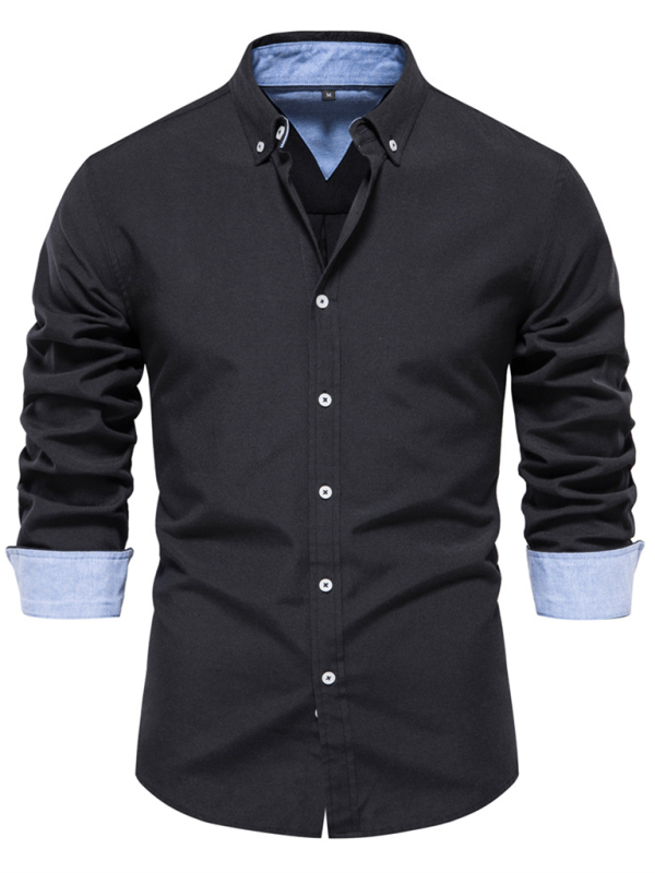 Men's casual versatile fashion solid color long-sleeved top